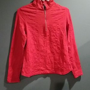 Sno Skins Sport Red Jacquard Zip Neck Base Layer Top Large